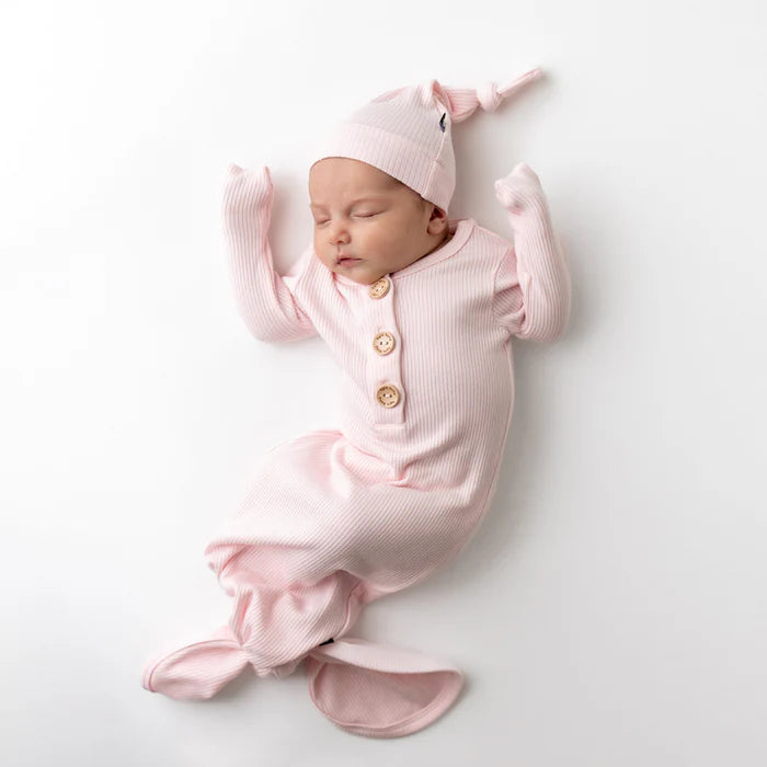 KYTE BABY RIBBED KNOTTED GOWN WITH HAT SET IN SAKURA