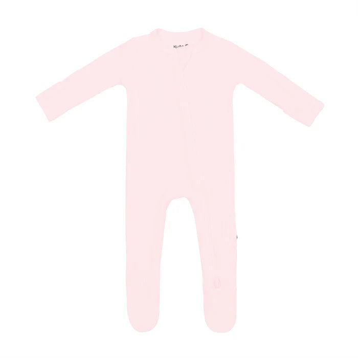 KYTE BABY RIBBED ZIPPERED FOOTIE IN SAKURA