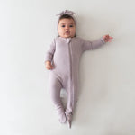 KYTE BABY RIBBED ZIPPERED FOOTIE IN WISTERIA