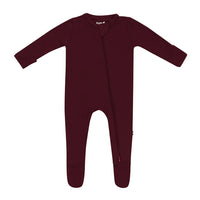 KYTE BABY ZIPPERED FOOTIE IN BURGUNDY