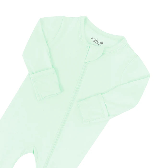 KYTE BABY ZIPPERED FOOTIE IN MINT