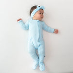 KYTE BABY ZIPPERED FOOTIE IN POWDER