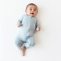 KYTE BABY ZIPPERED ROMPER IN FOG