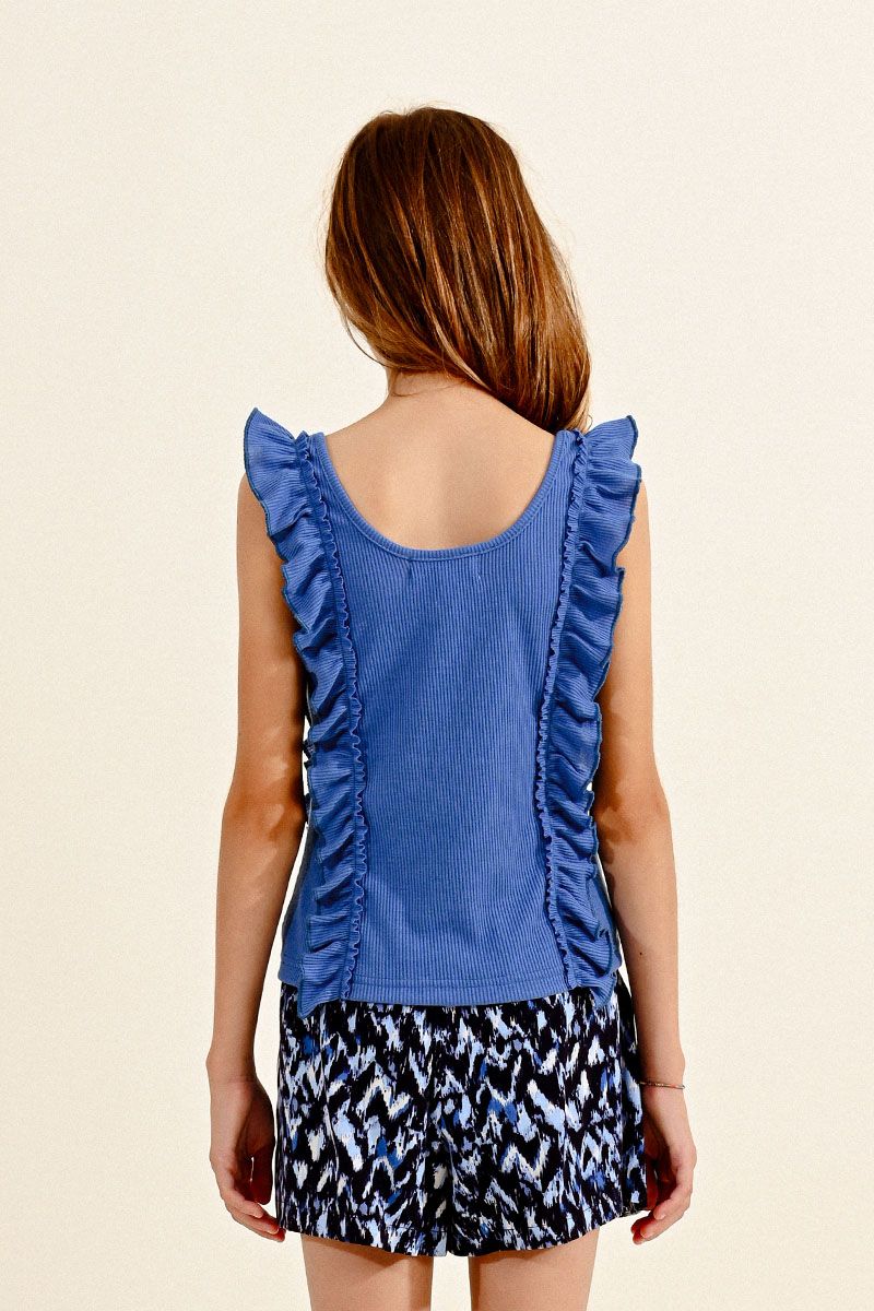 MINI MOLLY GIRLS KNITTED TANK ELECTRIC BLUE
