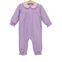 Abigail Romper Lavender/Light Pink Stripe