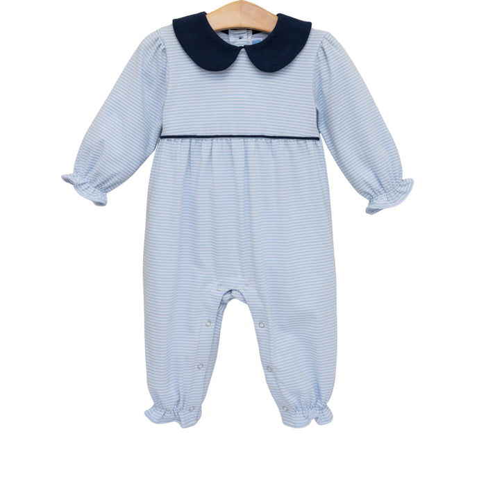 Katherine Romper Light Blue Stripe/Navy