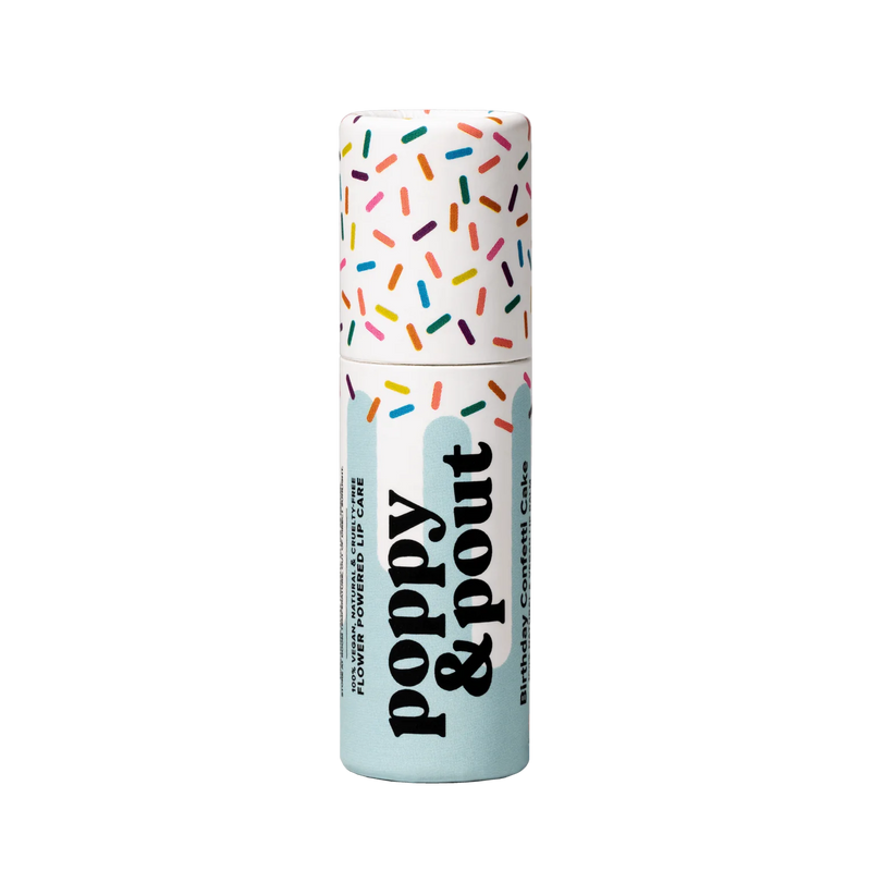 POPPY & POUT BIRTHDAY CONFETTI CAKE LIP BALM BLUE