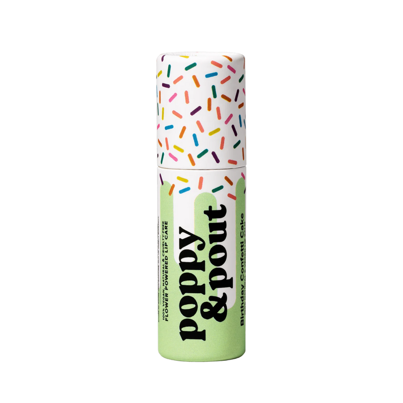 POPPY & POUT BIRTHDAY CONFETTI CAKE LIP BALM GREEN