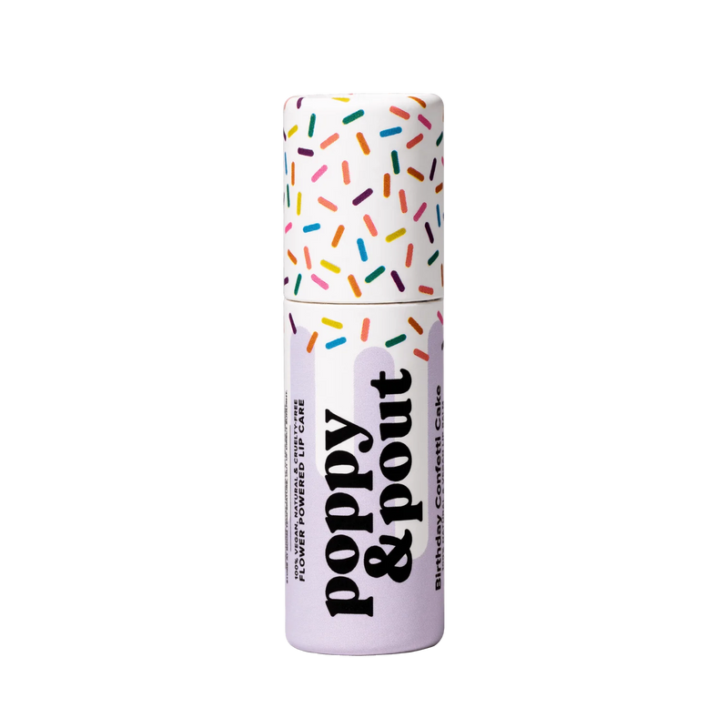 POPPY & POUT BIRTHDAY CONFETTI CAKE LIP BALM PURPLE