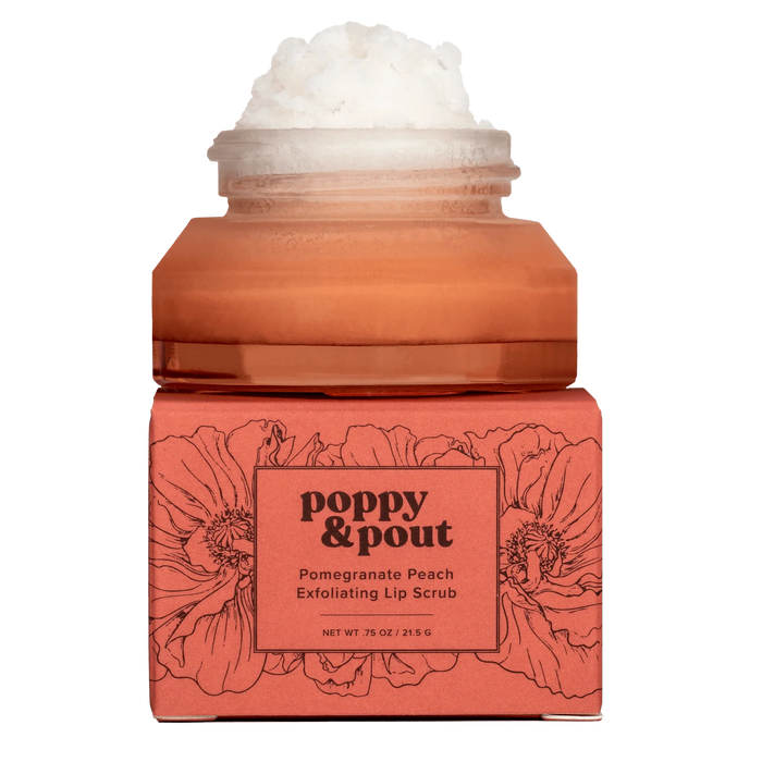 POPPY & POUT LIP SCRUB POMEGRANATE PEACH