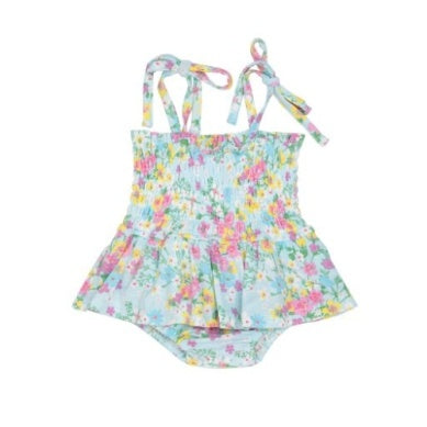 ANGEL DEAR SMOCKED BUBBLE WITH SKIRT LITTLE BUTTERCUP FLORAL
