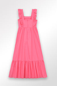 MOLLY BRACKEN LONG DRESS WITH RUFFLE PINK