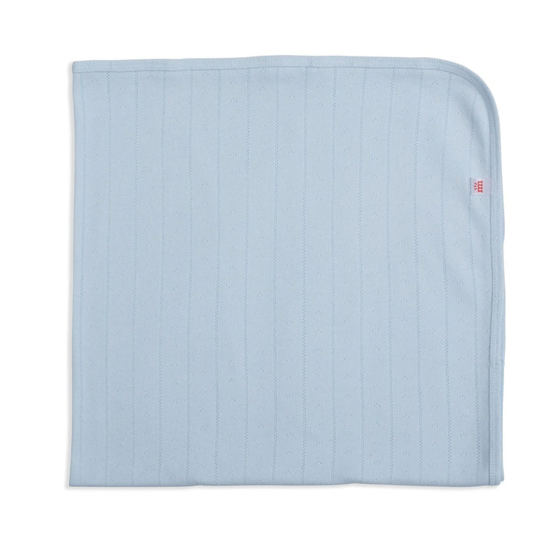 MAGNETIC ME LOVE LINES BLUE ORGANIC COTTON BLANKET