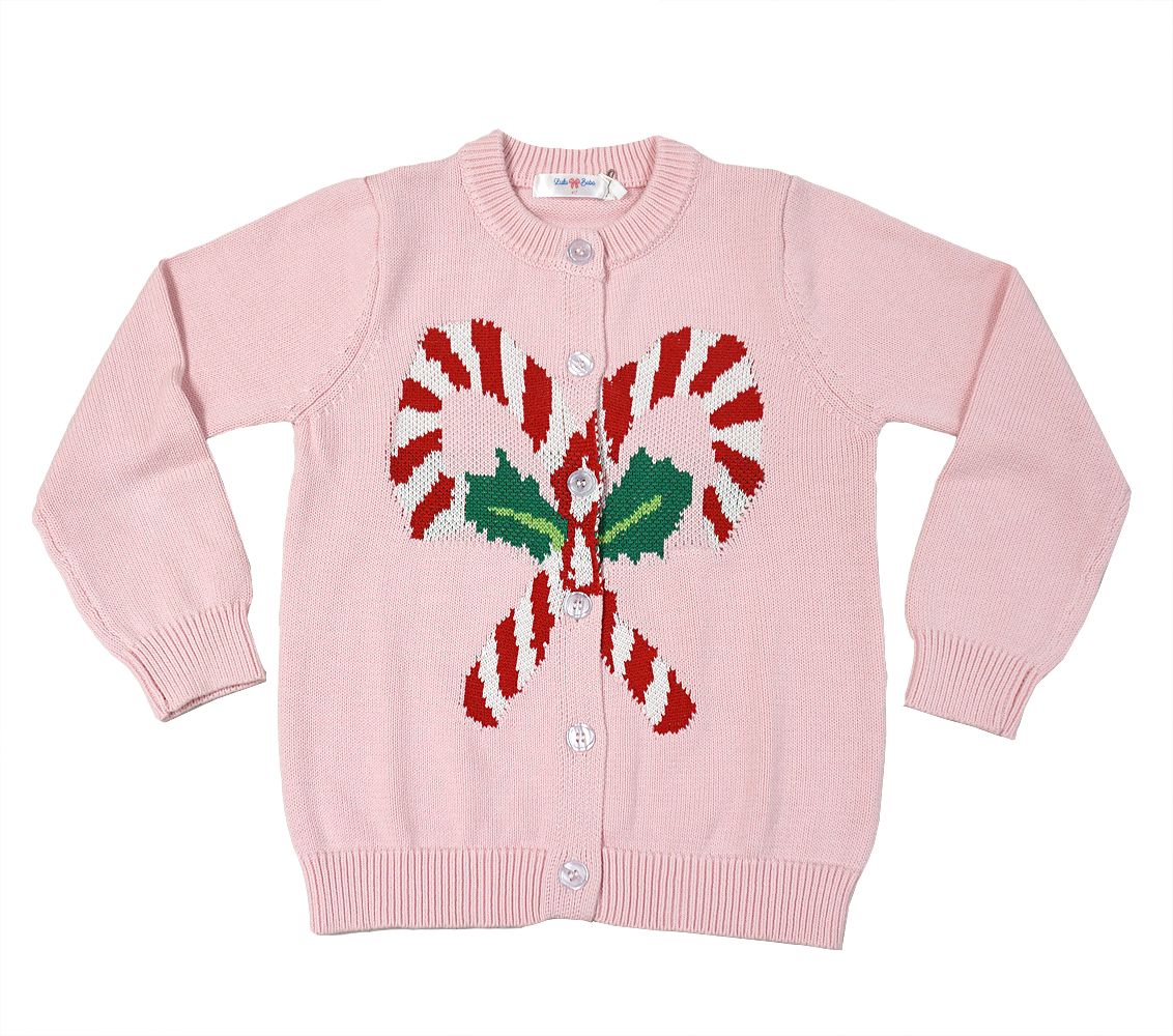LULU BEBE CANDY CANE KNIT SWEATER PINK