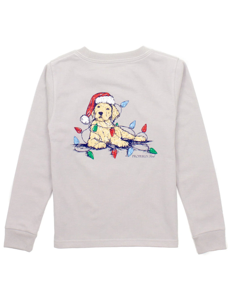 PROPERLY TIED BOYS SANTA PAWS LS ICE GREY