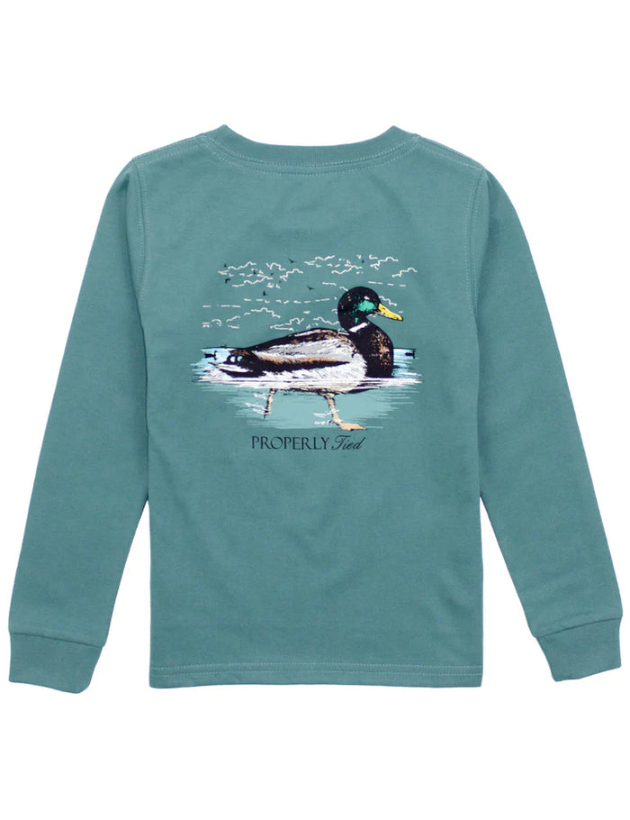 PROPERLY TIED LD BOYS SWIMMING MALLARD LS MARINE GREEN