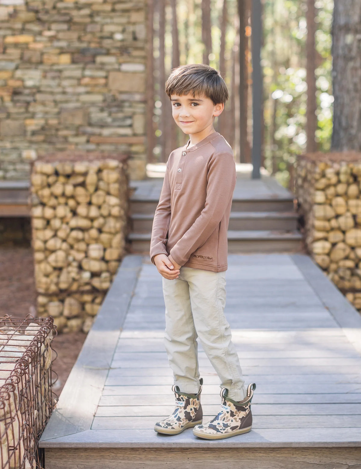 Boys Shoreline Henley Walnut