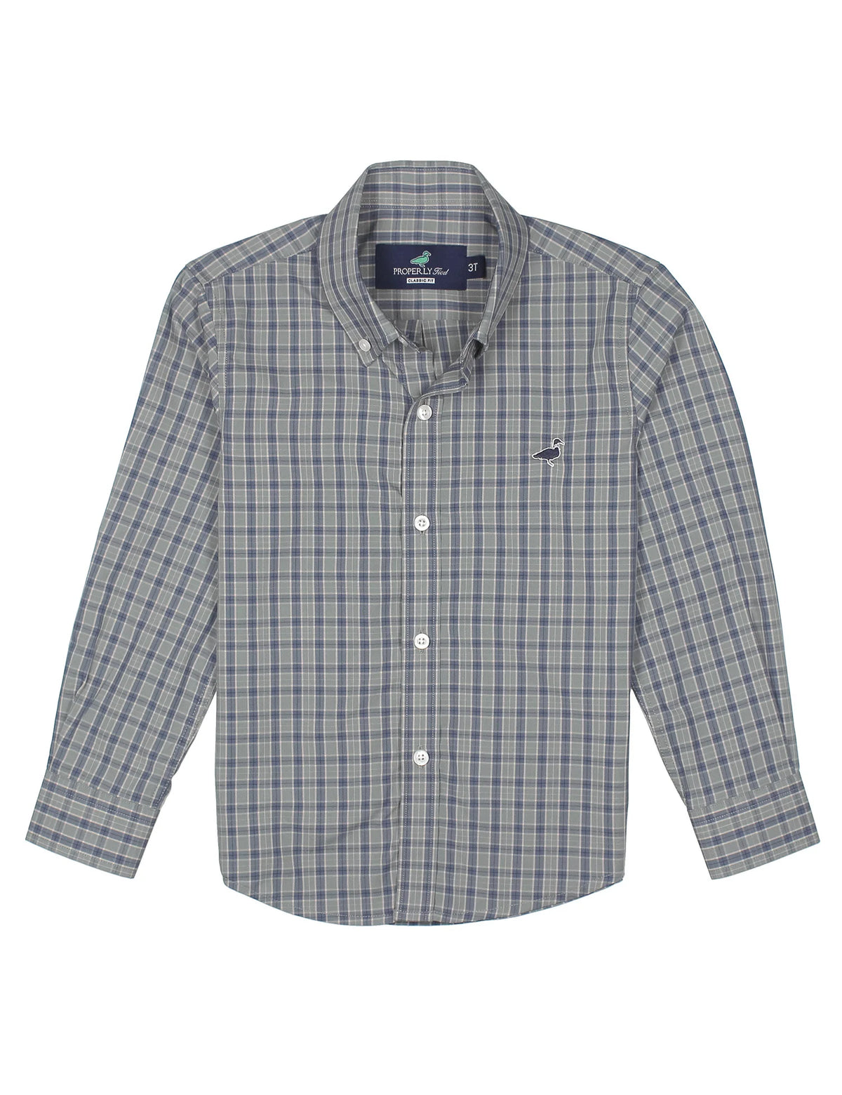 Plaid shirt with brand label on a white background