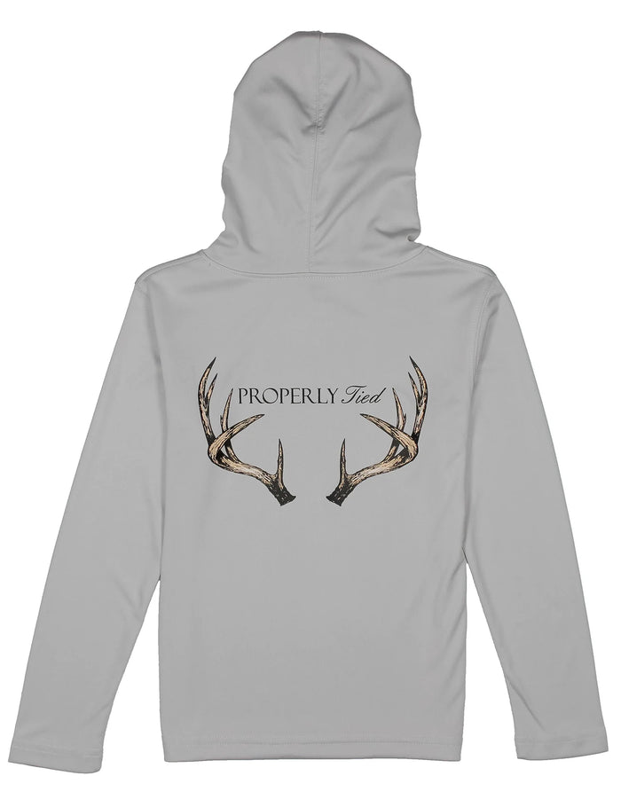 Properly Tied Boys Shade Performance Hoodie Vintage Antler Ice Grey