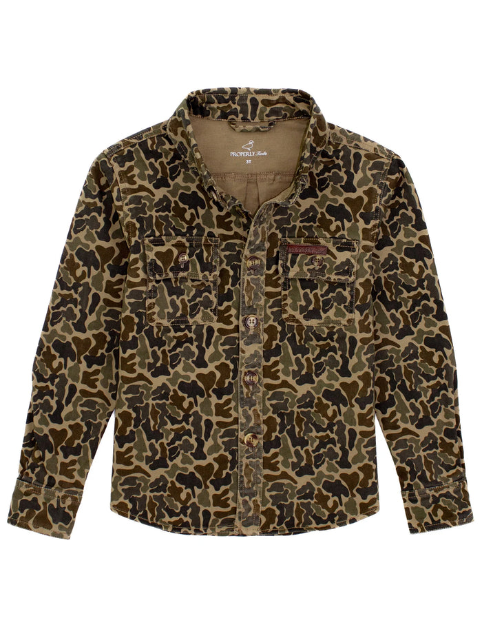 PROPERLY TIED LD BOYS HARVEST WORKSHIRT VINTAGE CAMO