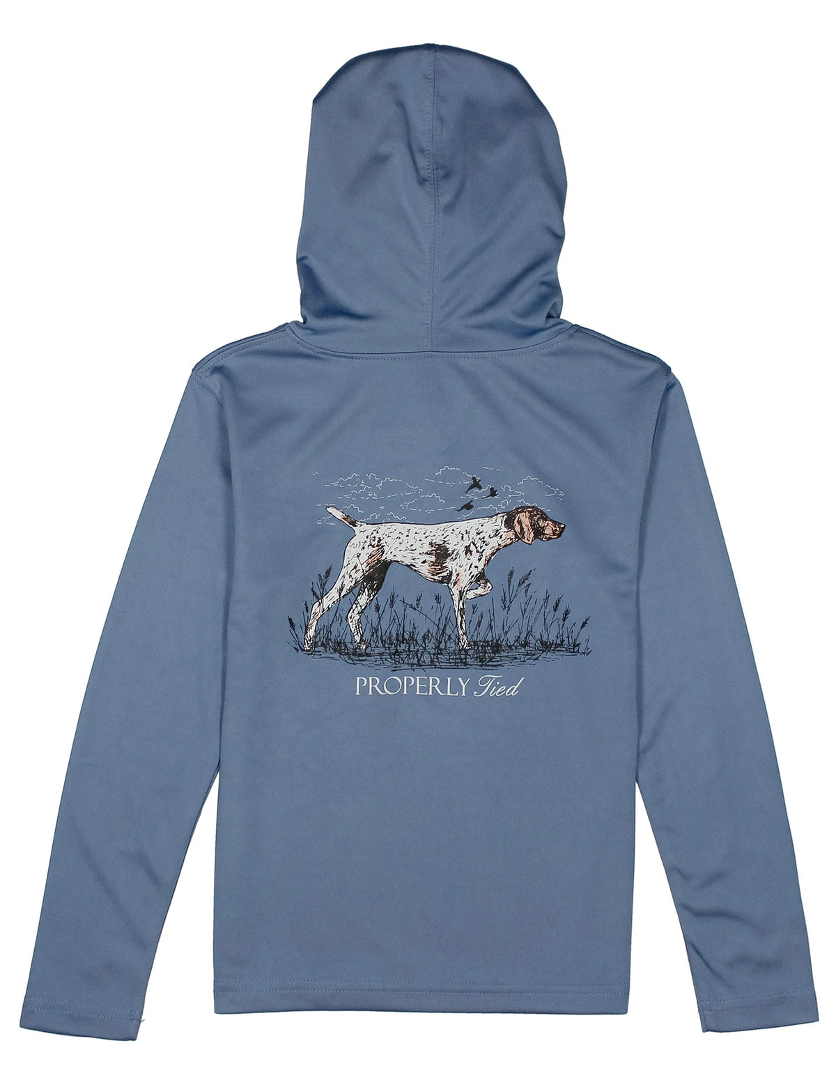 Properly Tied Boys Shade Performance Hoodie Pointer Stone Blue