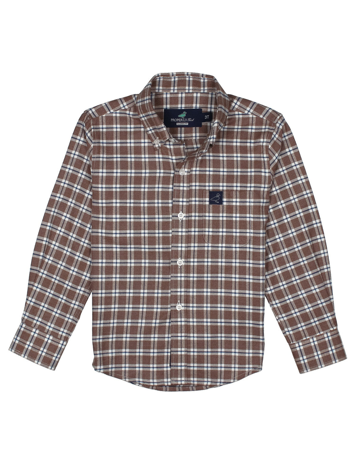 Brown plaid shirt on a white background