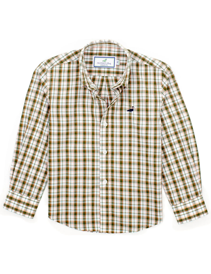 PROPERLY TIED LD BOYS SEASONAL SPORTSHIRT OLIVE GROVE