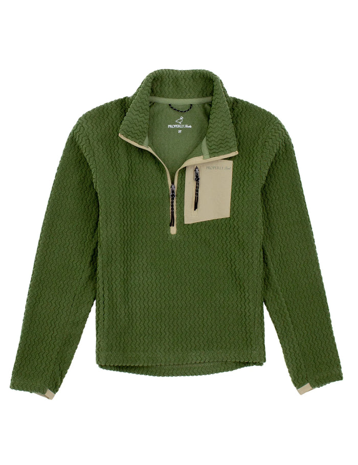 PROPERLY TIED BOYS YUKON PULLOVER OLIVE