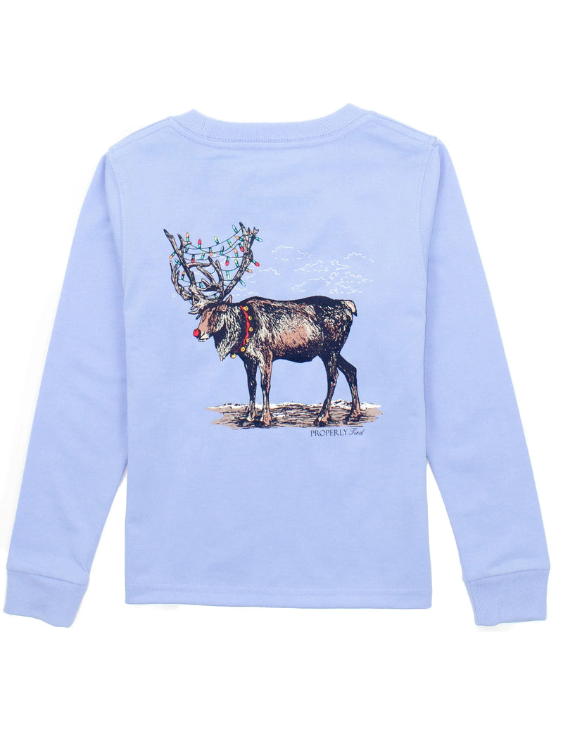 PROPERLY TIED BOYS REINDEER LS LIGHT BLUE