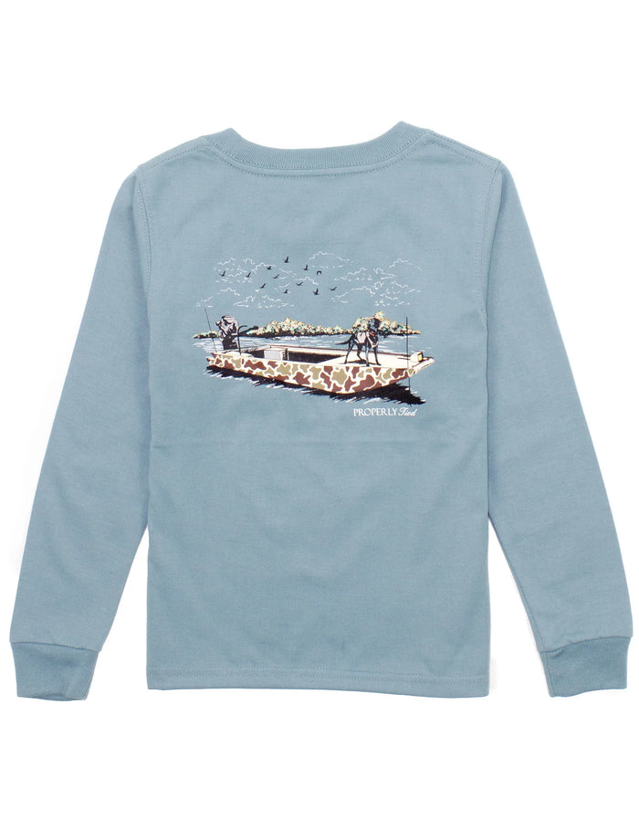 PROPERLY TIED LD BOYS BOAT RIDE LS STEEL BLUE
