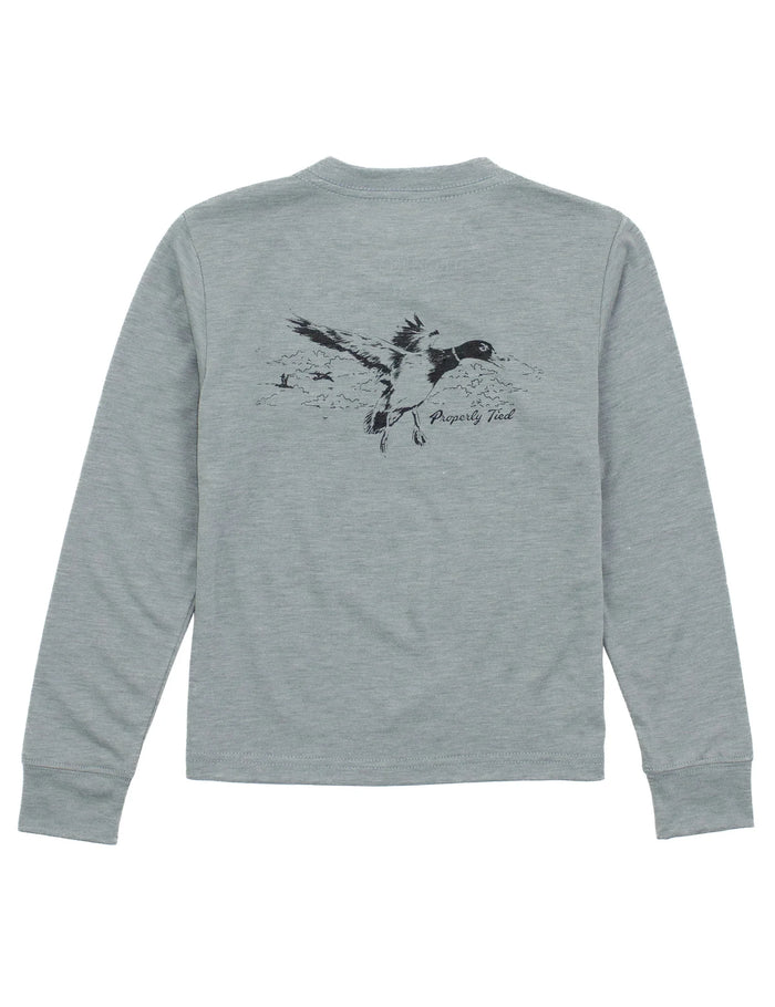 PROPERLY TIED LD BOYS PORTLAND POCKET TEE FLYING MALLARD MOSS GREY