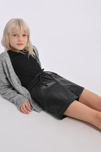 MOLLY BRACKEN BLACK FAUX LEATHER SHORTS