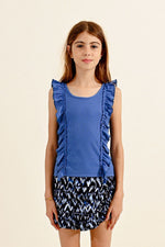 MINI MOLLY GIRLS KNITTED TANK ELECTRIC BLUE