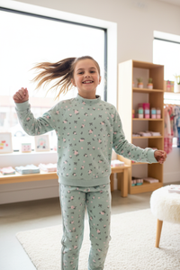 Pale Aqua Bow Fleece Set - Lifestyle Corrected