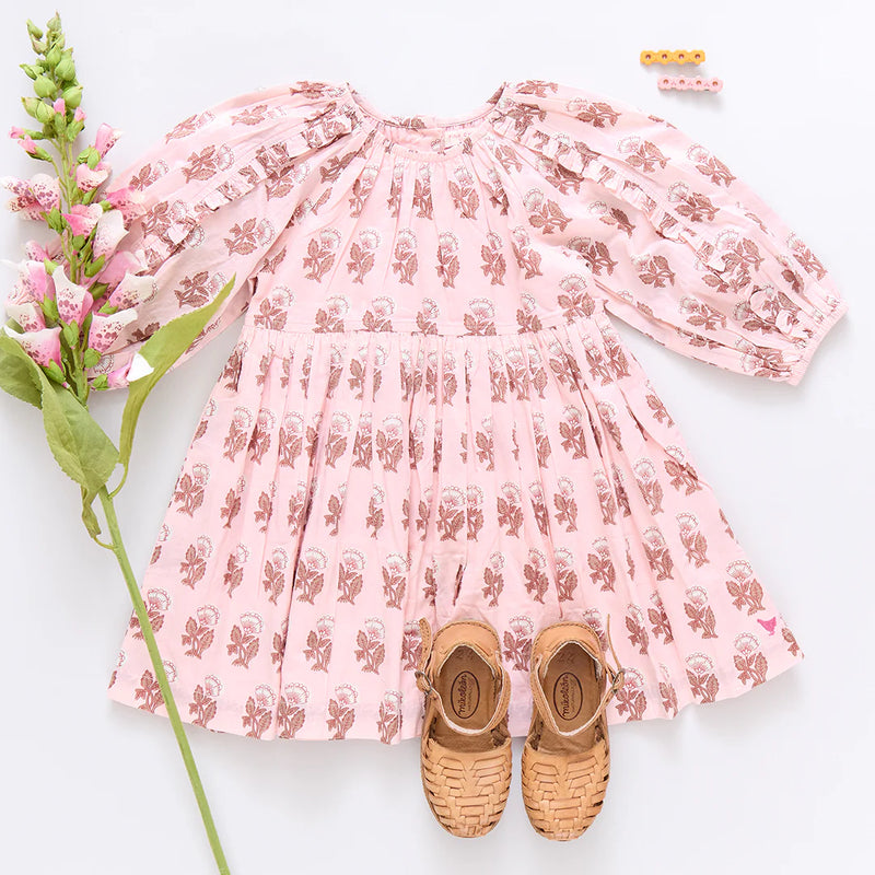 PINK CHICKEN GIRLS KATYA DRESS PINK FLOWER DROP