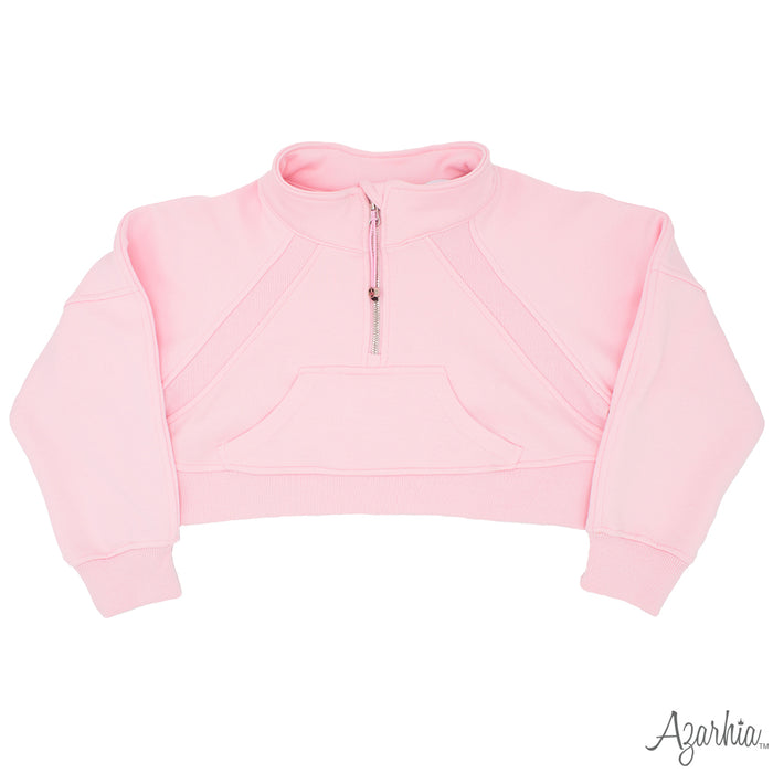 AZARHIA CROPPED 1/4 ZIP SWEATSHIRT LIGHT PINK