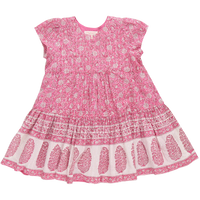 PINK CHICKEN GIRLS ADELE DRESS HOT PINK GARDEN