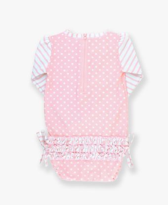 PINK POLKA DOT LONG SLEEVE RASHGUARD