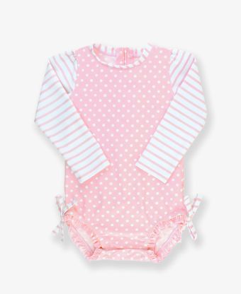 PINK POLKA DOT LONG SLEEVE RASHGUARD