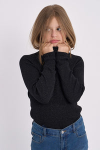MOLLY BRACKEN RIBBED IRIDESCENT SWEATER BLACK