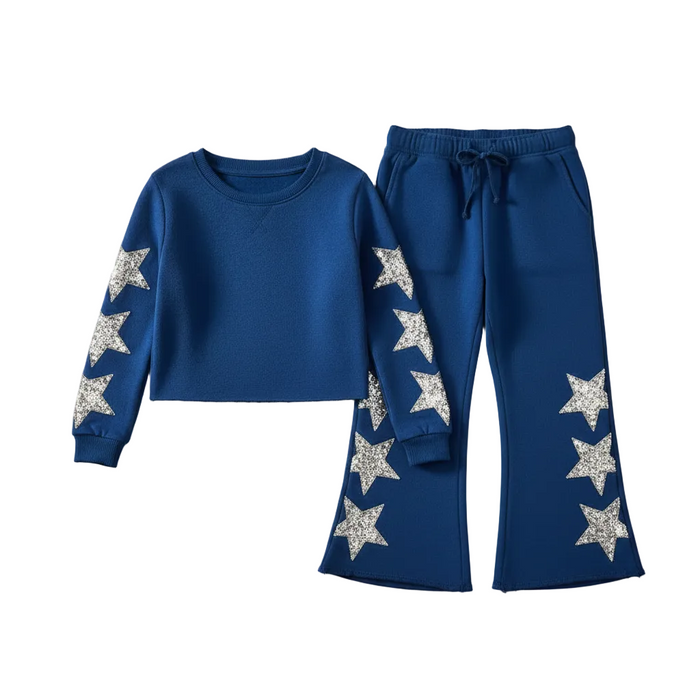 Sequin Stars Set Nautical Blue - Wide Leg Flat Lay