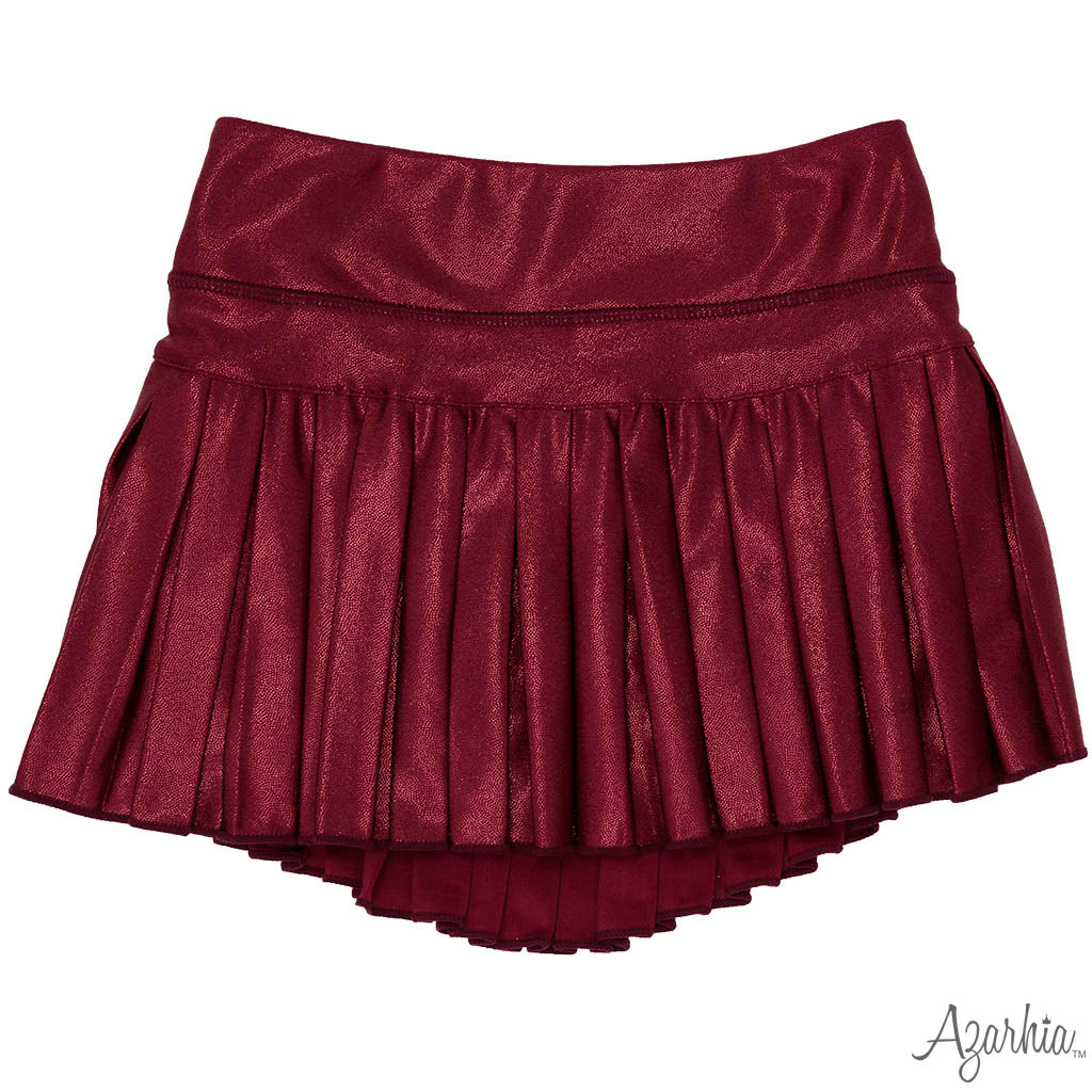 Mini Pleated Skort in Maroon Shimmer