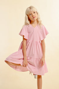 MOLLY BRACKEN PINSTRIPED BABYDOLL DRESS