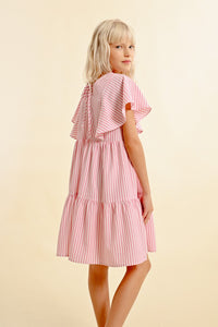 MOLLY BRACKEN PINSTRIPED BABYDOLL DRESS