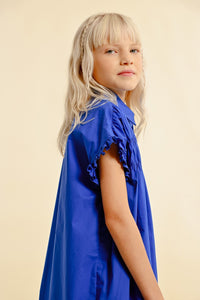 MOLLY BRACKEN SHIRT DRESS WITH SMOCKED DETAILS ROYAL BLUE