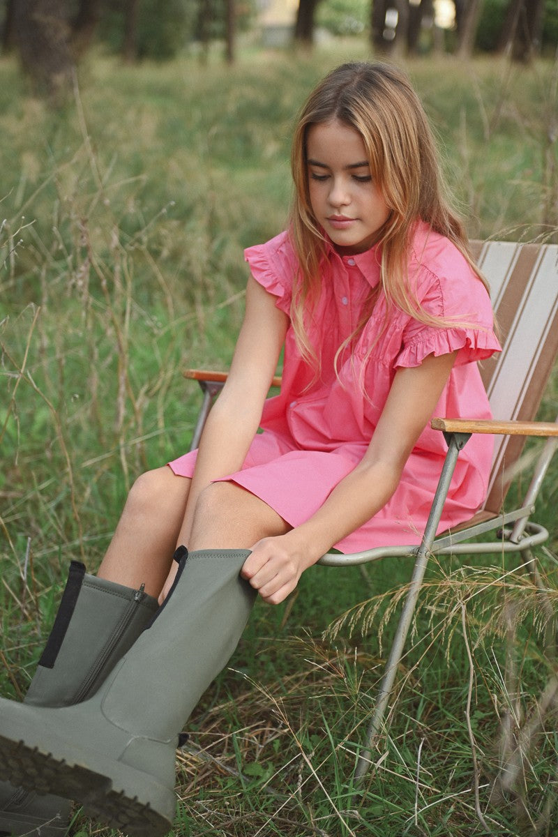 MOLLY BRACKEN SHIRT DRESS WITH SMOCKED DETAILS PINK