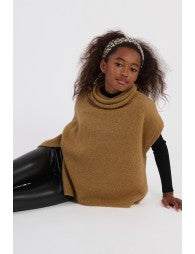 MOLLY BRACKEN SLEEVELESS TURTLE NECK PONCHO CAMEL