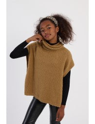 MOLLY BRACKEN SLEEVELESS TURTLE NECK PONCHO CAMEL