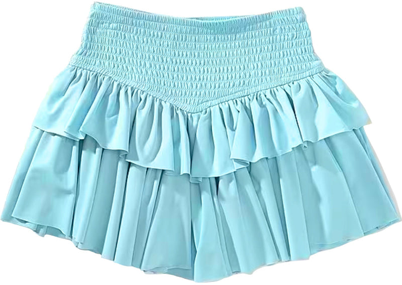 Light blue ruffled skirt on a white background