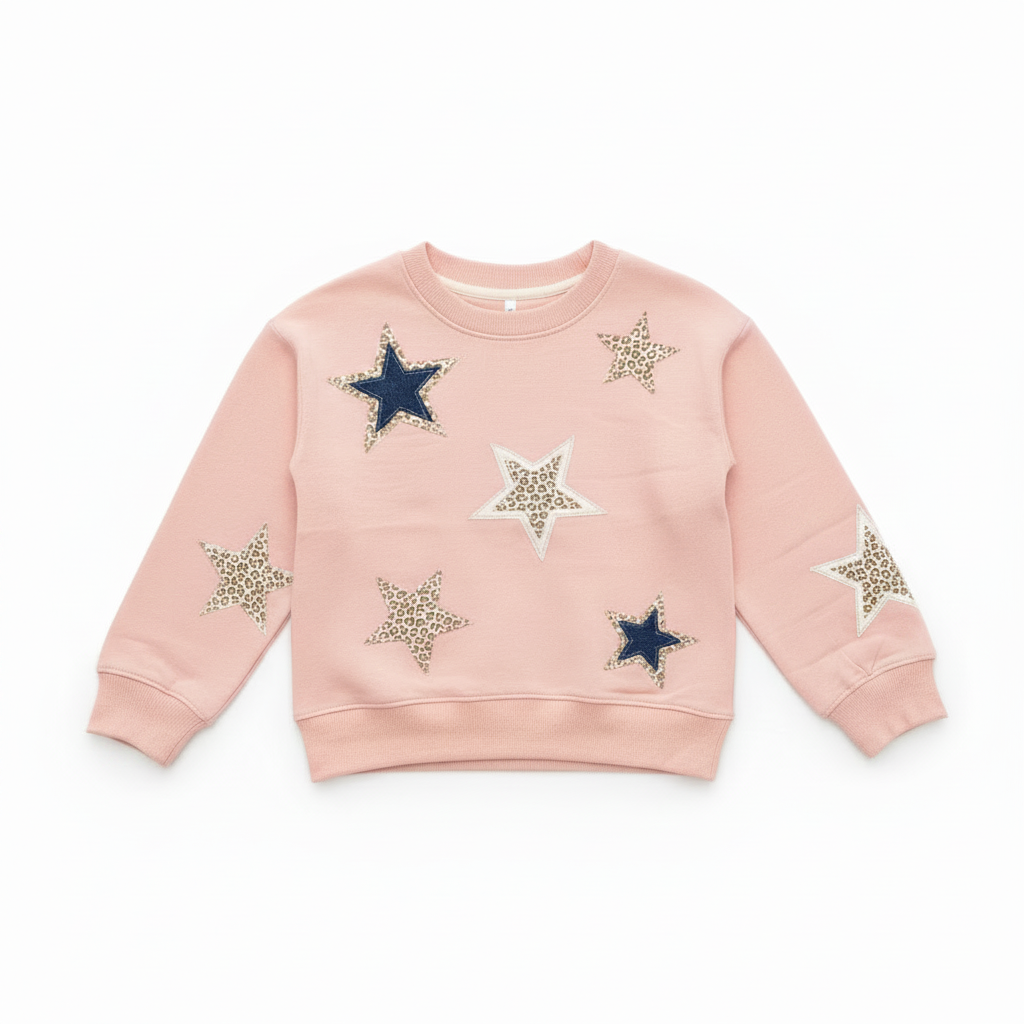 Star Appliqué Sweatshirt - White Sleeve Star
